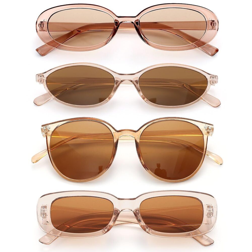5414 4 Pack Brown Sunglasses Bulk Retro Party Sunglasses Party Favor Funky